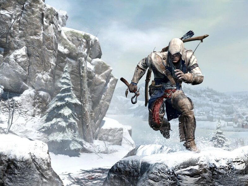 Assassin in Snowy Landscape — White, Dramatic, Winter, 3d Render, Snow