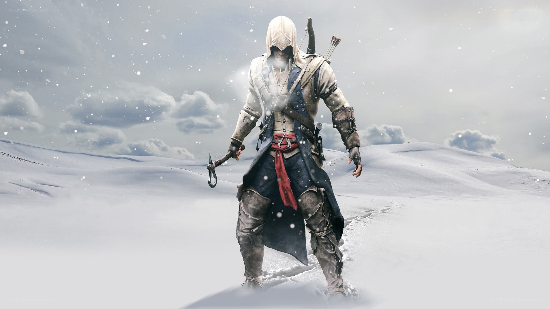 Assassin in snowy landscape