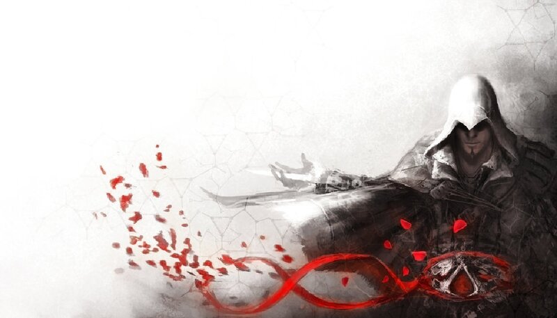 Assassin in White Hood — Dramatic, Digital Art, Blood
