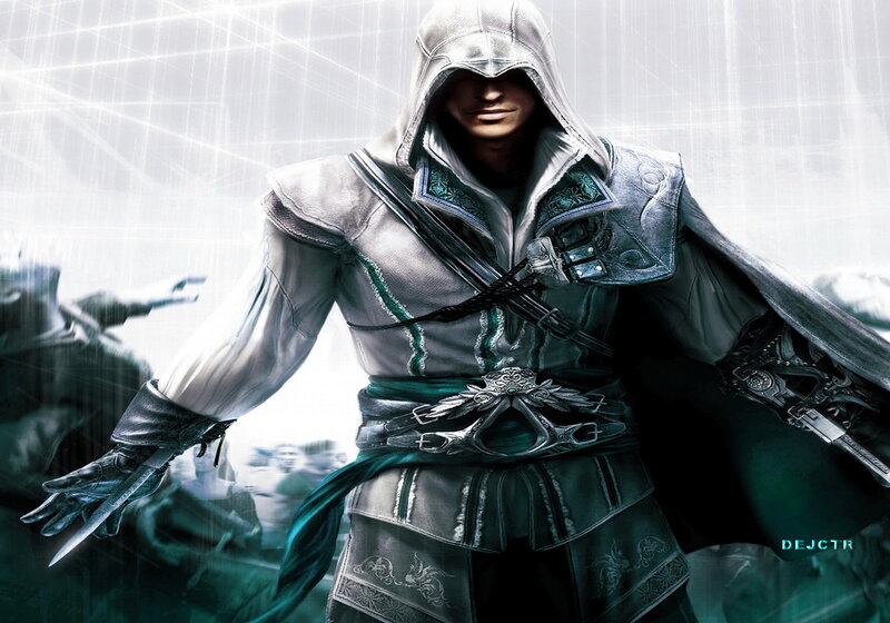 Assassin in White Hood — Dramatic, Digital Art, Hooded Cloak