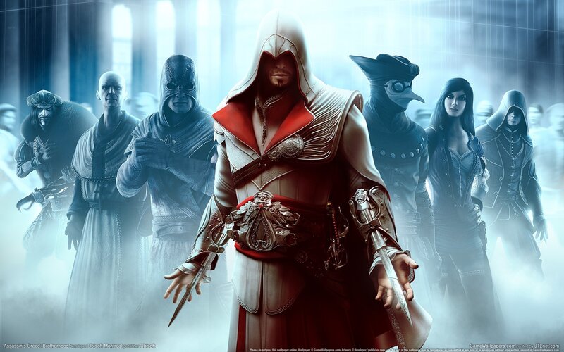 Assassin in White Hood — Dramatic, Digital Art, Hooded Figures