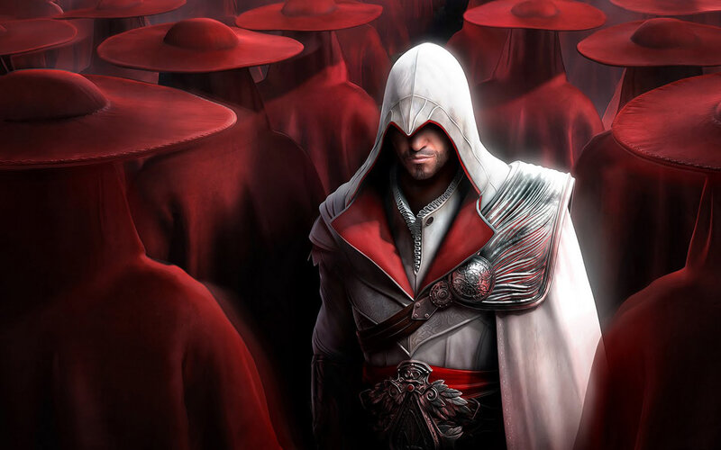 Assassin in White Hood — Dramatic, Digital Art, Red Cloaks