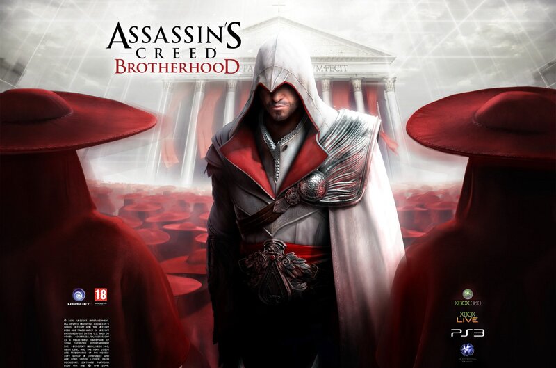 Assassin in White Hood — Dramatic, Digital Art, Red-hatted Figures