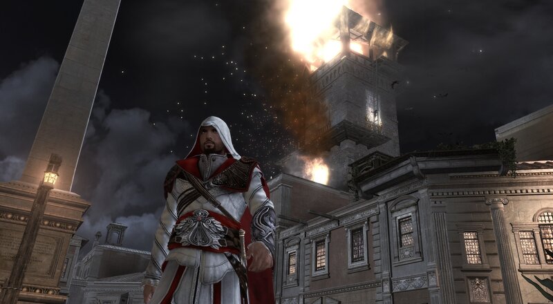 Assassin in White Hood — Dramatic, Night