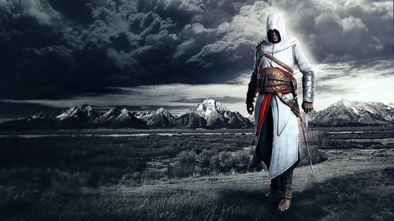 Assassin in White Robes — Dramatic, Digital Art, Mountains