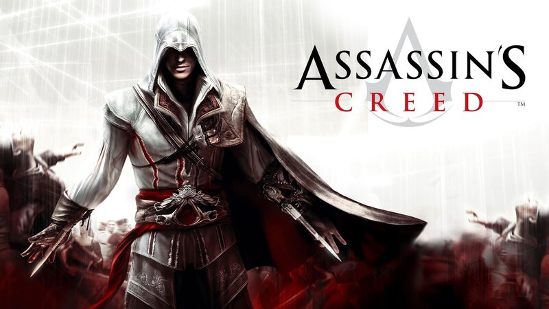 Assassin in White Robes — Dramatic, Digital Art, Sword, Hooded Cloak, Crowd