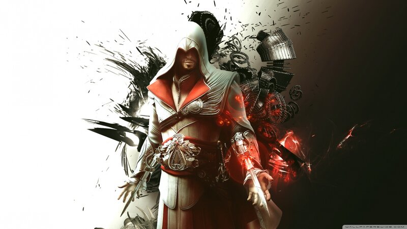 Assassin in White Robes — Dramatic, Digital Art, Sword, Hooded Cloak