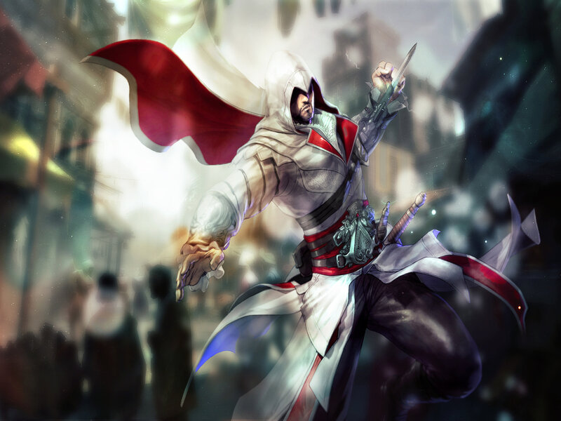 Assassin in White Robes — Dramatic, Digital Art, Sword