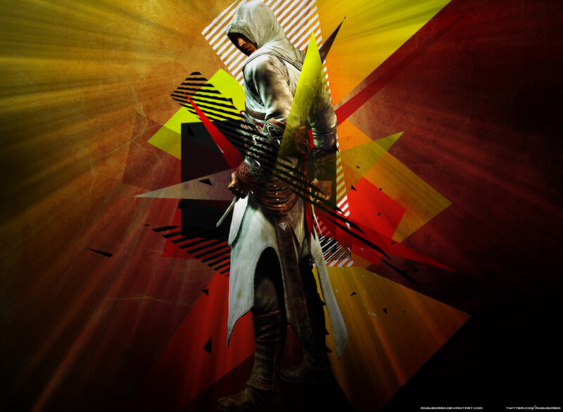 Assassin in White Robes — Red, Dramatic, Digital Art