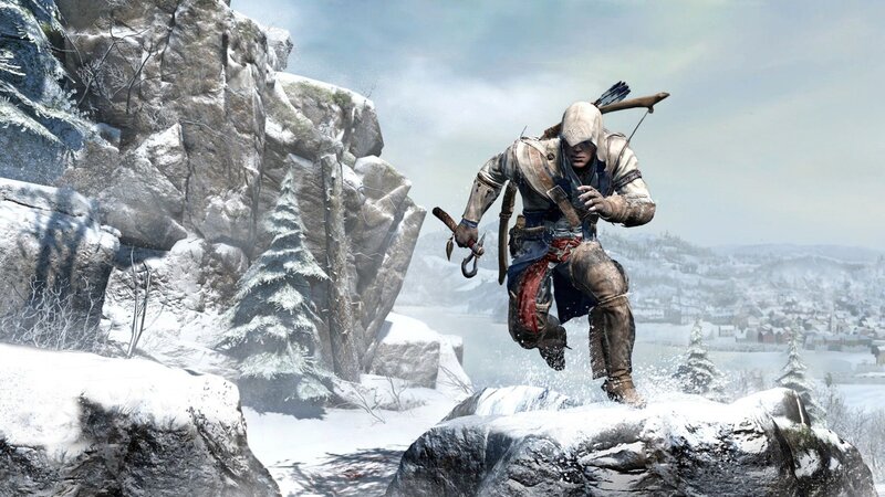 Assassin in Winter Landscape — White, Dramatic, 3d Render, Snow