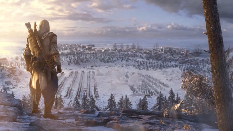 Assassin in Winter Landscape — White, Dramatic, 3d Render