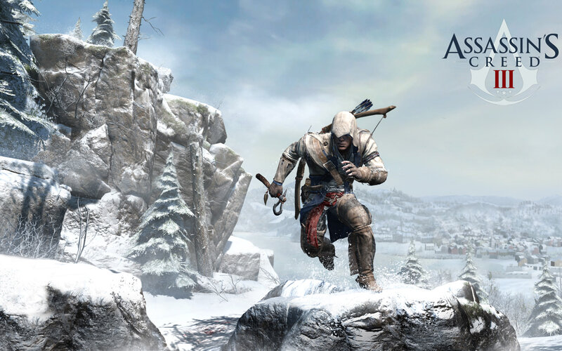 Assassin in Winter Landscape — White, Dramatic