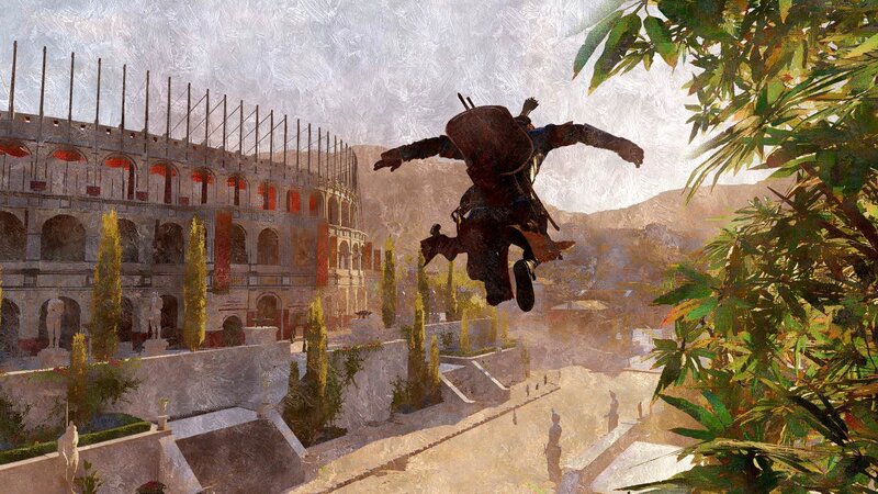 Assassin Jumping over City