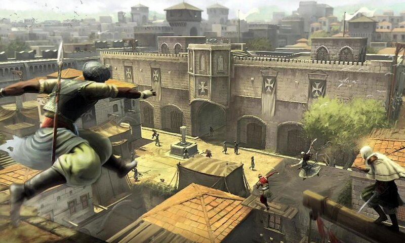 Assassin Leaping Between Rooftops — Brown