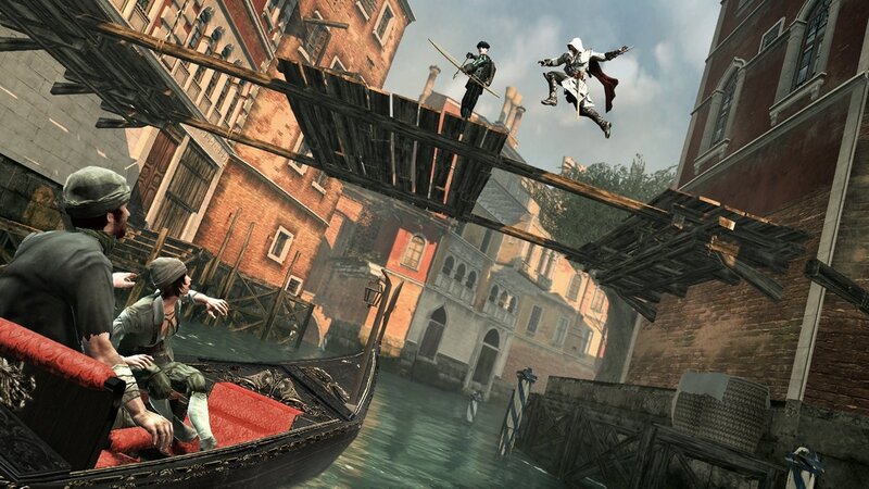 Assassin Leaping over Canal — Brown