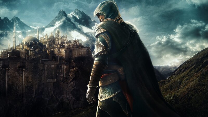 Assassin Looking at City — Gray