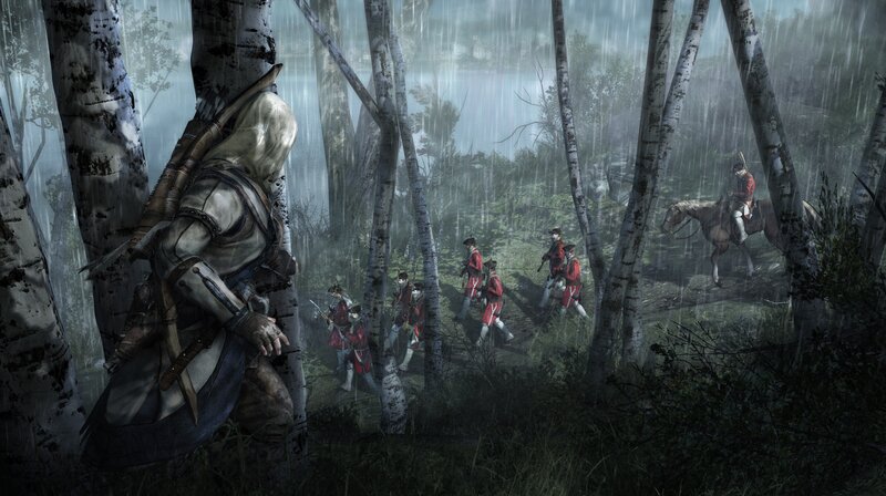 Assassin Observing Soldiers — Green, Dramatic, Night