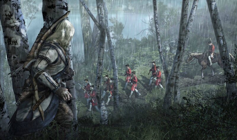 Assassin Observing Soldiers — Green, Dramatic, Winter
