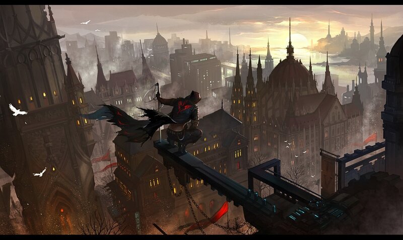 Assassin on a Rooftop — Gray, Dramatic, Dawn