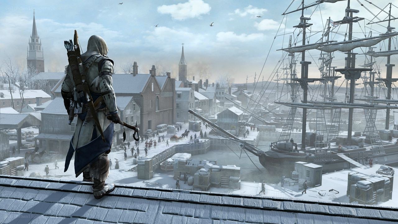 assassin on a snowy rooftop