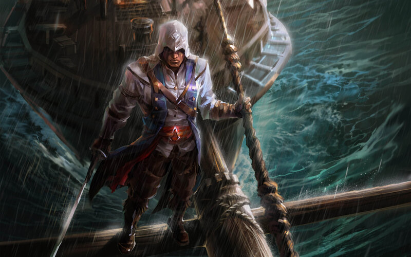 Assassin on a stormy ship