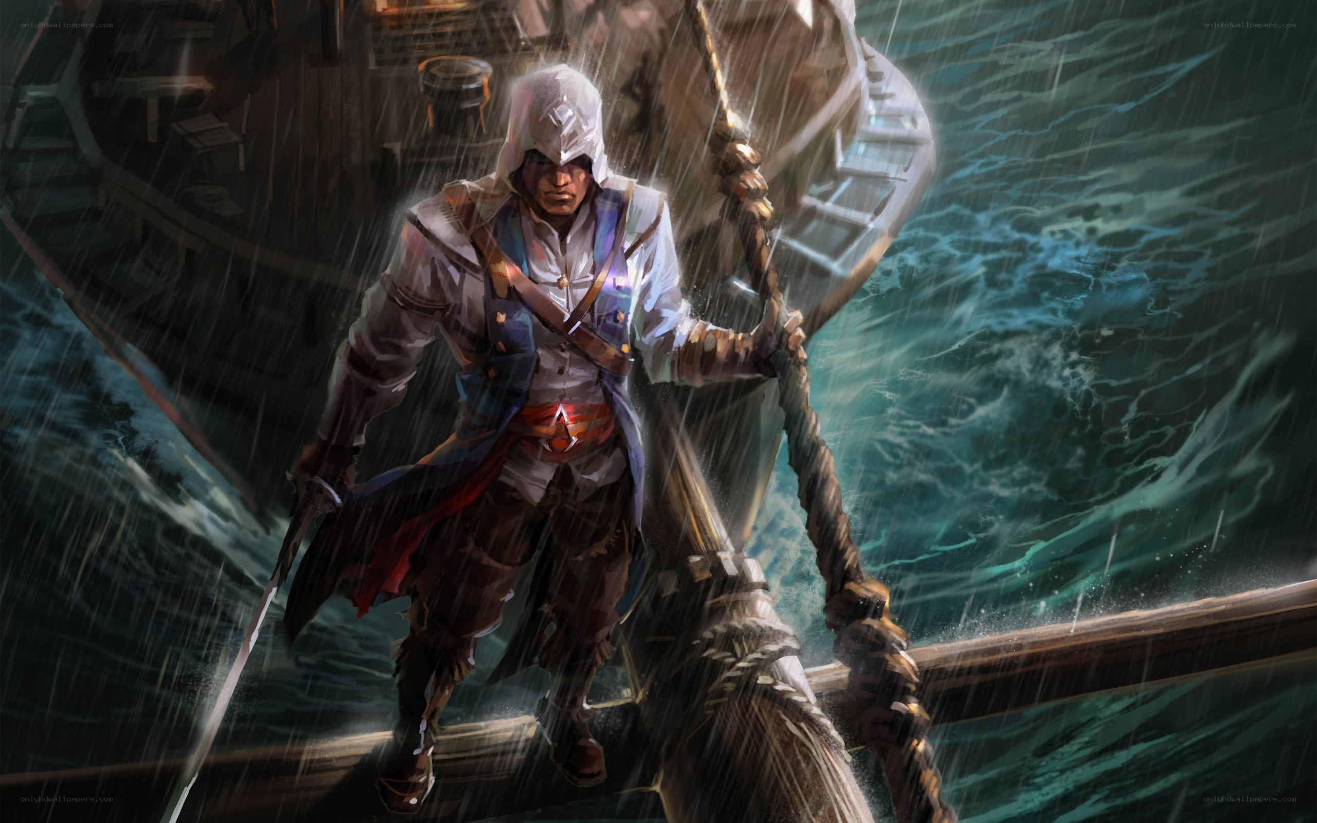 Assassin on a stormy ship