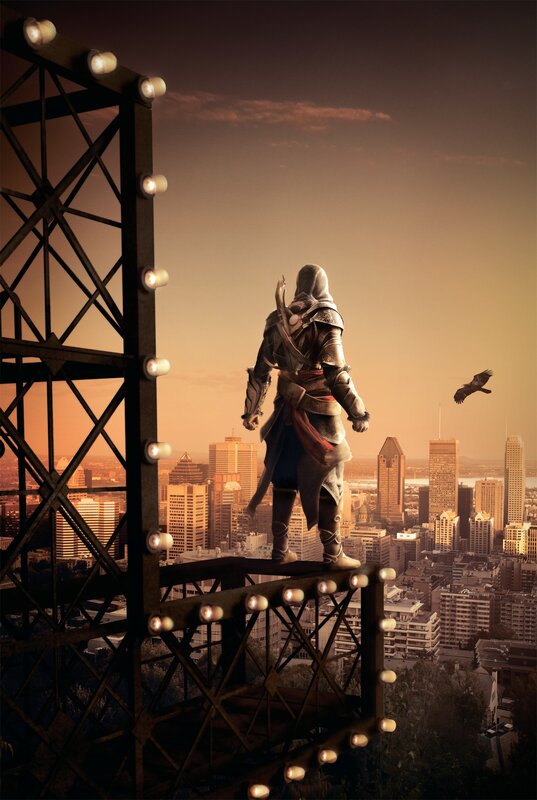 Assassin on a Tower — Brown, Dramatic, Sunset