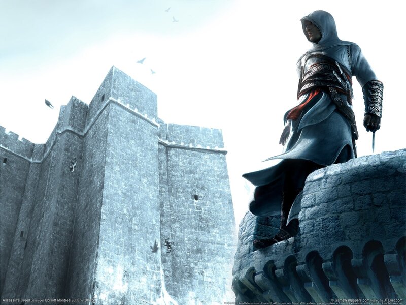 Assassin on Castle Wall — Gray, Dramatic, Winter