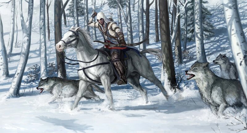 Assassin on Horse with Wolves