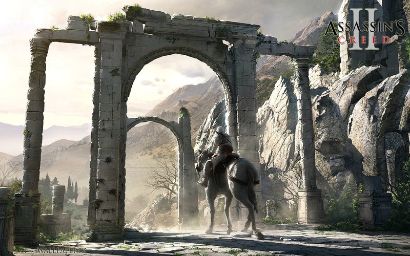 Assassin on Horseback — Gray, Dramatic, Afternoon, Digital Art
