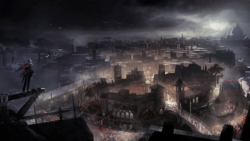 Assassin on Rooftop — Black, Dark, Dramatic