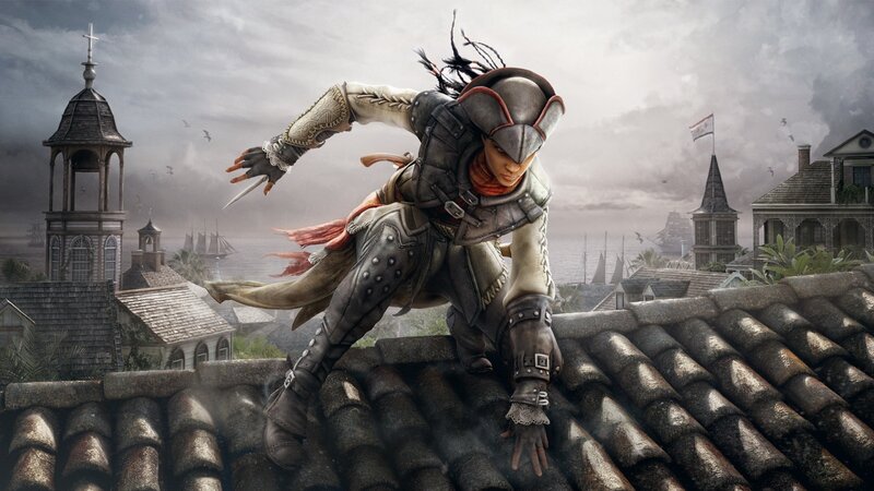 Assassin on Rooftop — Gray, Dramatic, Afternoon, Digital Art