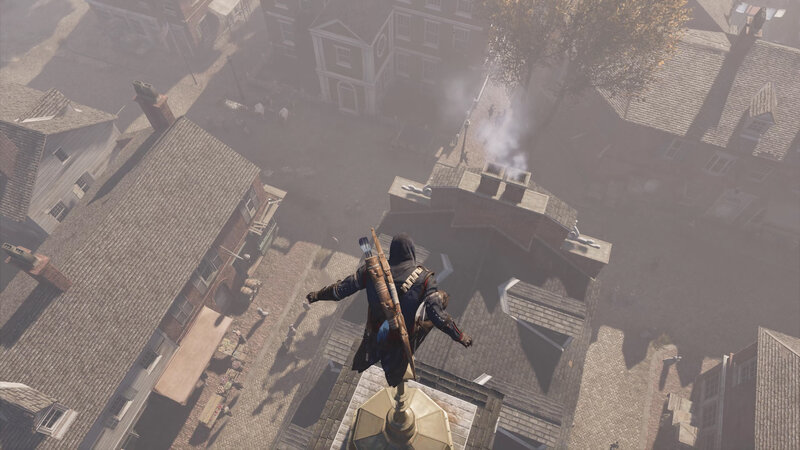 Assassin on Rooftop — Gray, Dramatic, Morning, 3d Render, Rooftops
