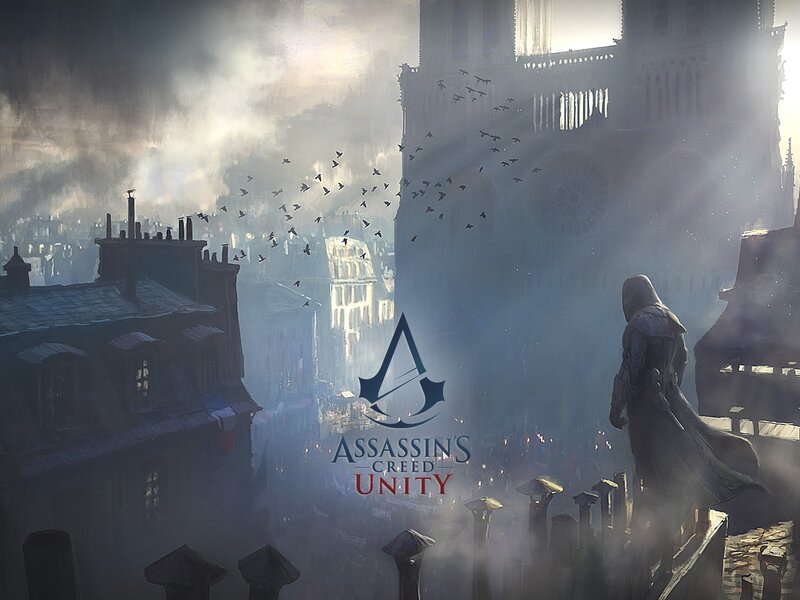 Assassin on Rooftop — Gray, Dramatic, Morning, Digital Art, Birds