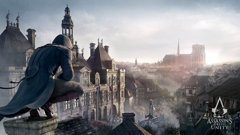 Assassin on Rooftop — Gray, Dramatic, Morning, Digital Art