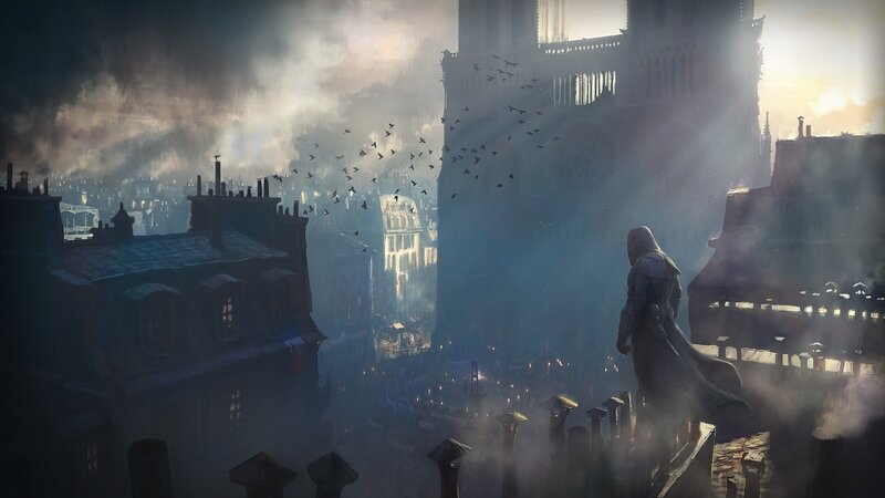 Assassin on Rooftop — Gray, Dramatic, Sunset
