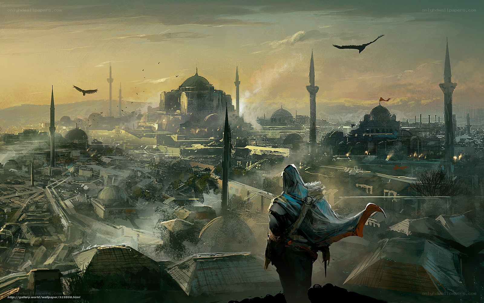 Assassin overlooking a city