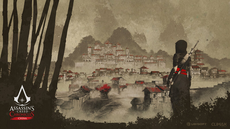Assassin Overlooking City — Brown, Dramatic, Illustration