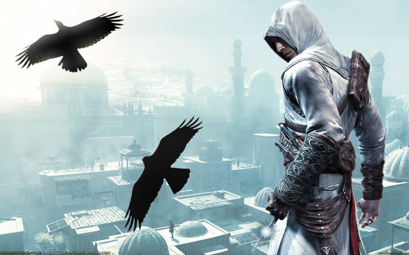 Assassin Overlooking City — Gray, Dramatic, 3d Render