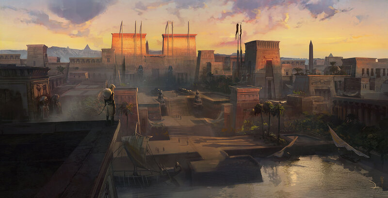 Assassin Overlooking City — Orange