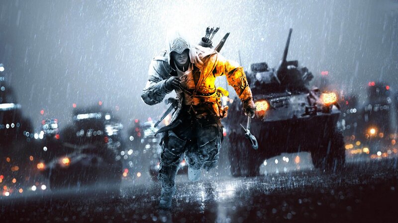 Assassin Running in Rain — Black