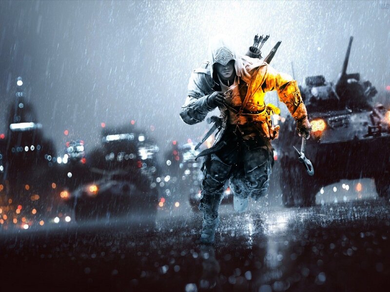 Assassin Running in Rain — Gray