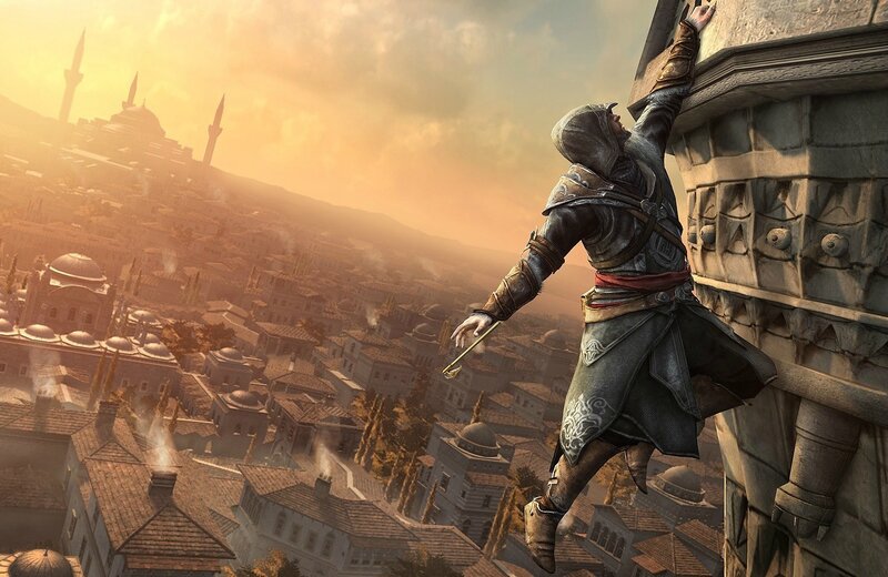 Assassin's Creed character climbing