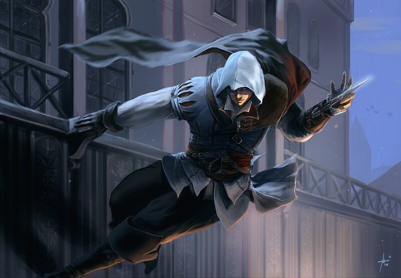 Assassin's Creed character in action