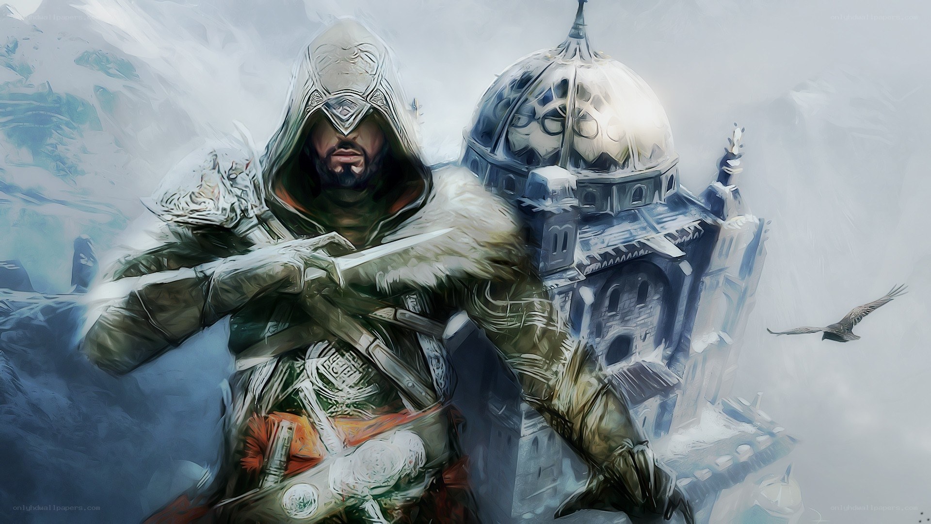 Assassin's Creed character in snow