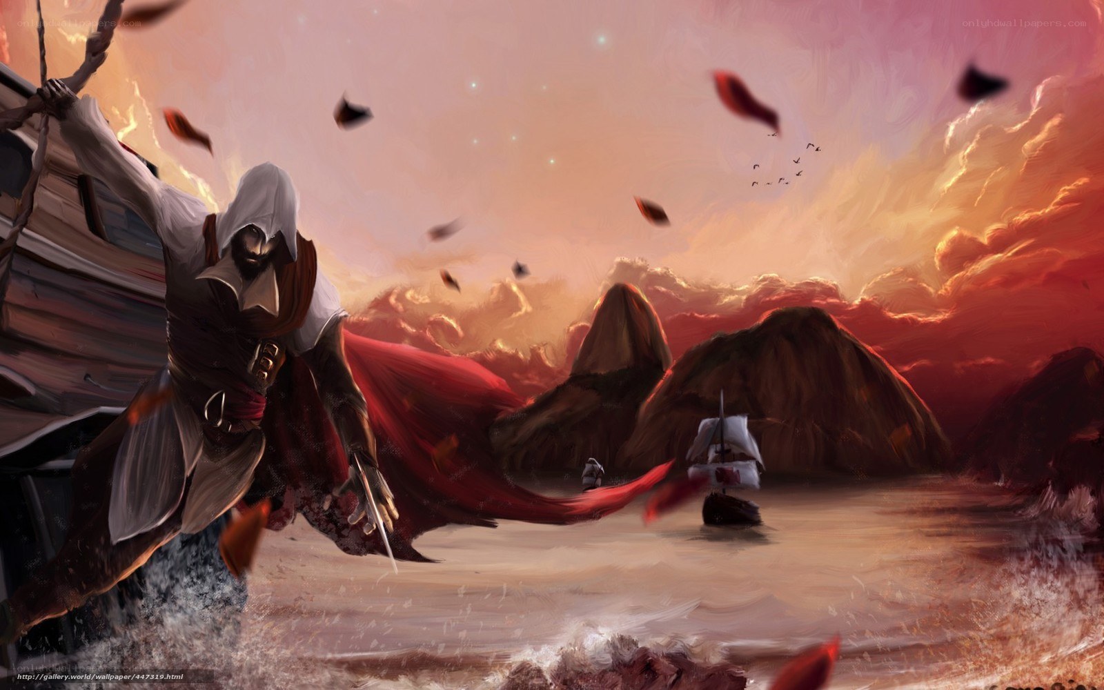 Assassin's Creed character on beach