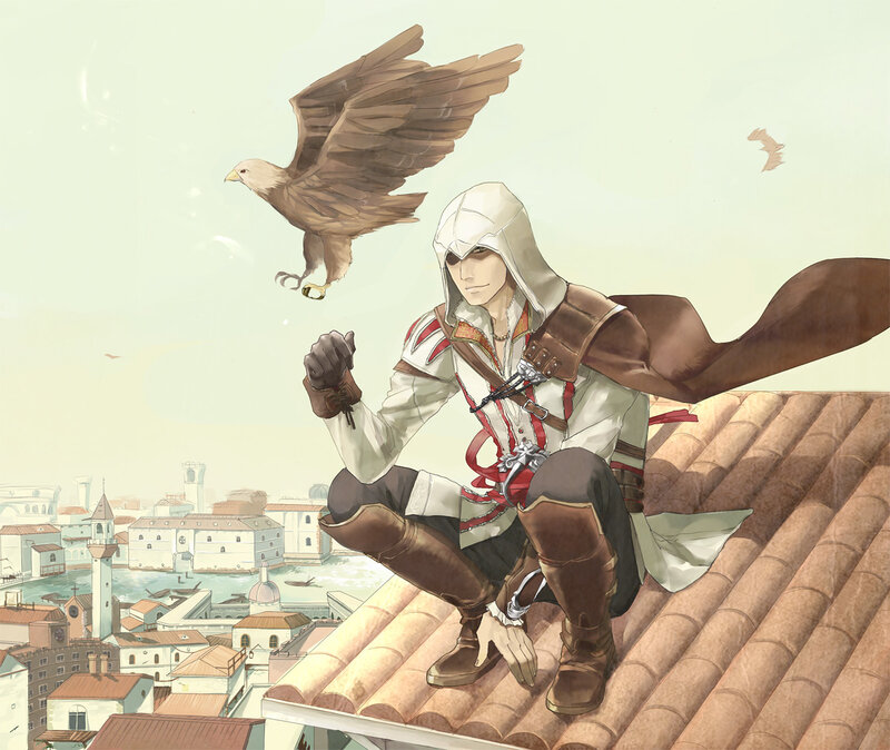 Assassin's Creed character on rooftop