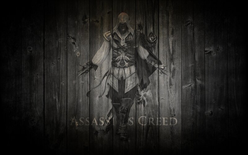 Assassin's Creed character on wood