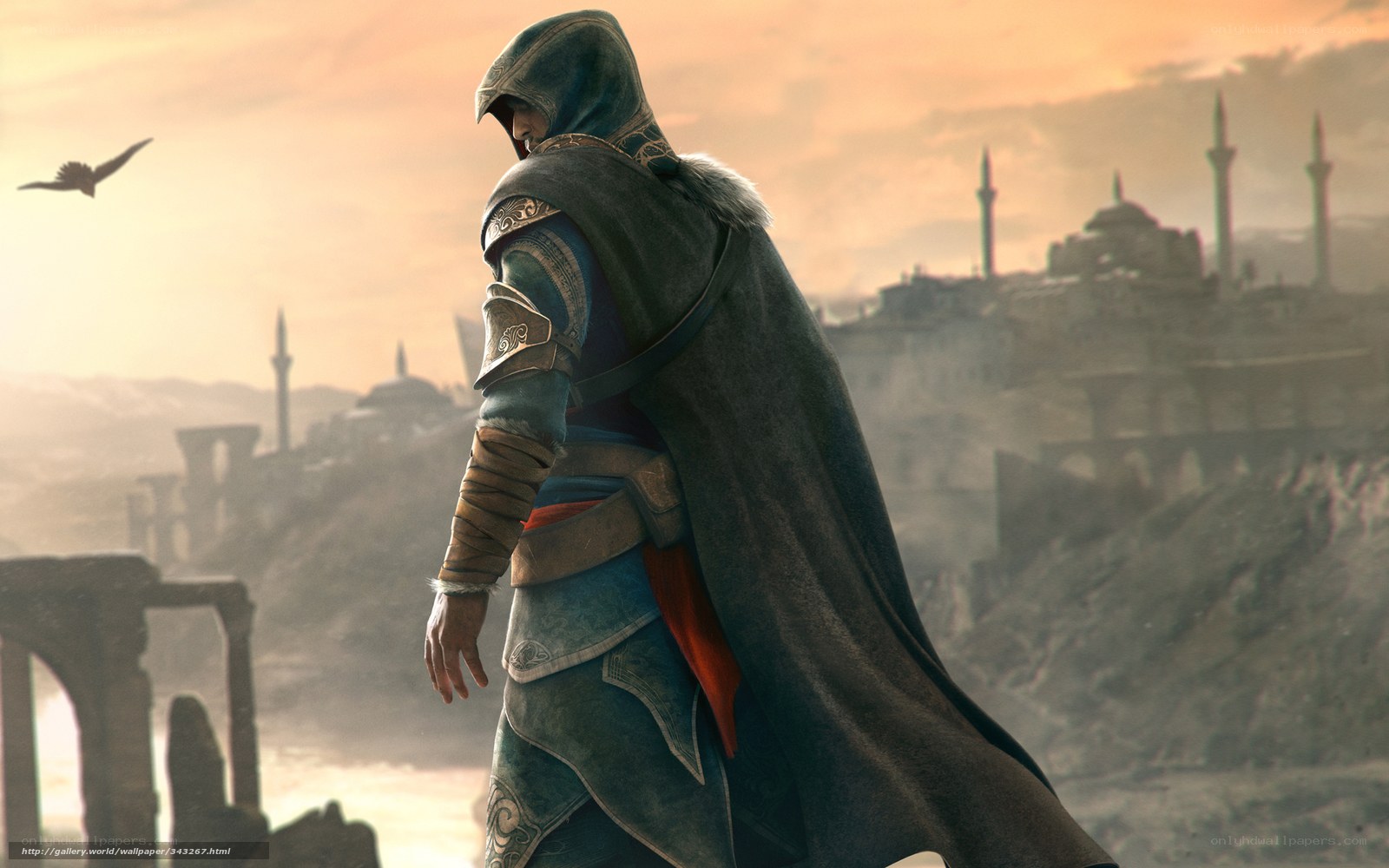 Assassin's Creed character overlooking city