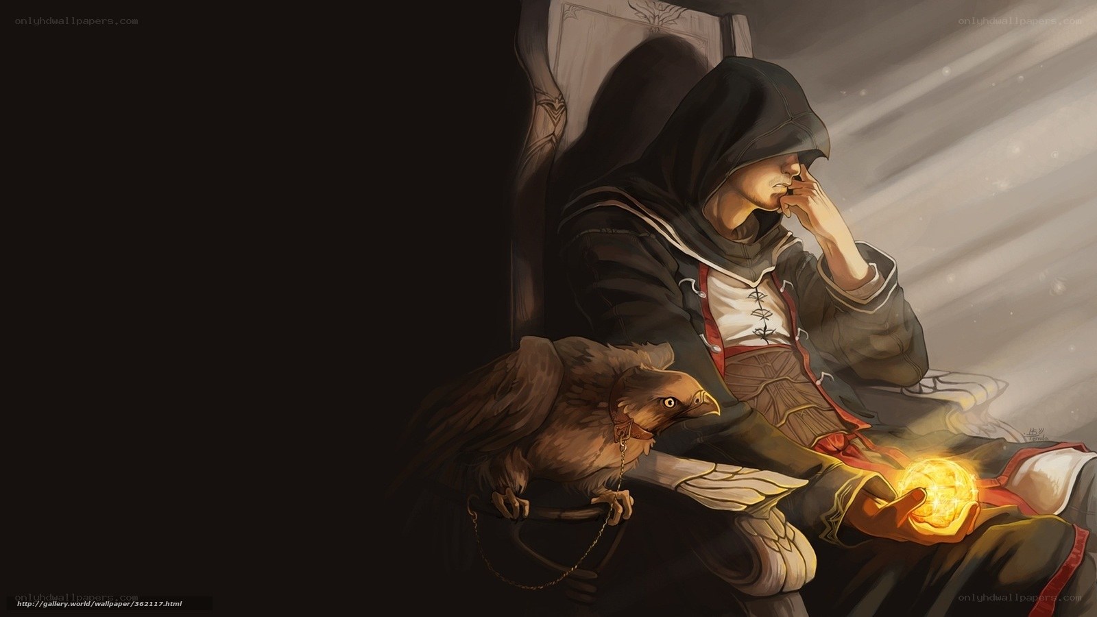 assassin's creed character with bird